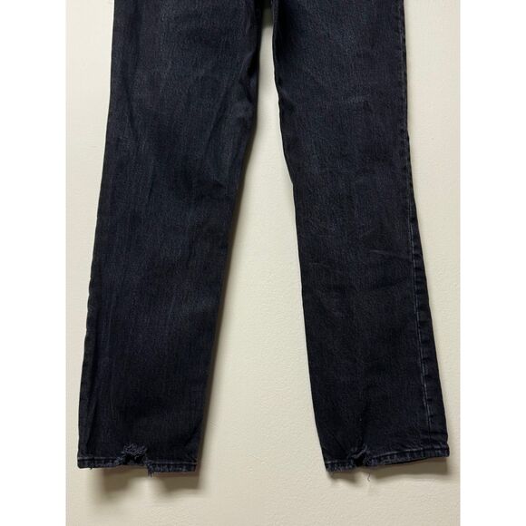ABERCROMBIE & FITCH 90's Straight Ultra High-Rise Jeans, Black Destroy, Sz 28/6 - Picture 9 of 13